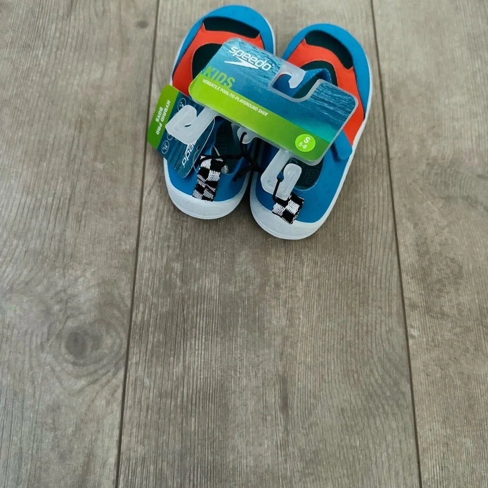 Speedo Toddler Hybrid Pro Kid's Water Swim Shoes- Aqua Blue small 5-6 new